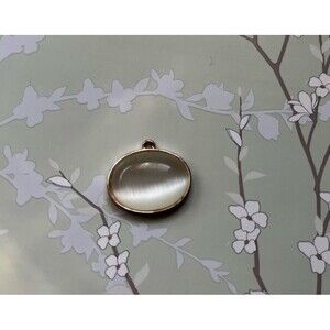 Vintage Mother of Pearl Oval Pendant Silver .75" Wide